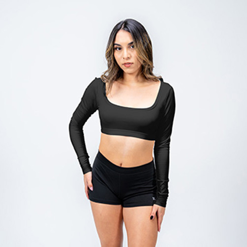 TOP BRA MANGA LARGA, NEGRO, XS