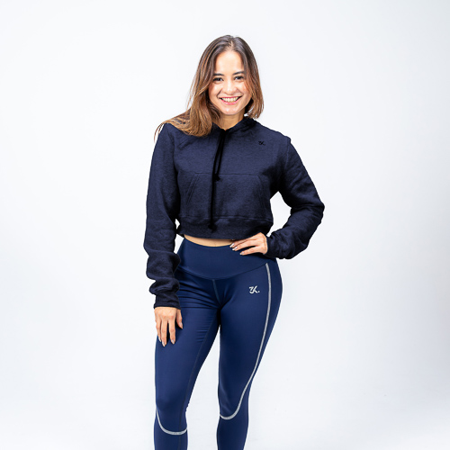 CROP HODDIE, AZUL NEGRO, L