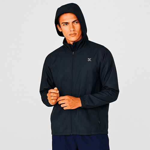 CHAQUETA MASCULINA IMPERMEABLE, NEGRO, XS