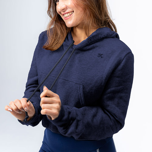 CROP HODDIE, AZUL NEGRO, L