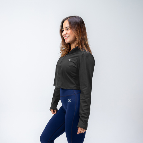 1/4 ZIP CROP, NEGRO, XS