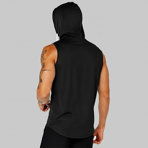 MENS MUSCLE HODDIE, NEGRO, XS