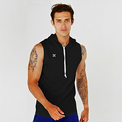 MENS MUSCLE HODDIE, NEGRO, XS